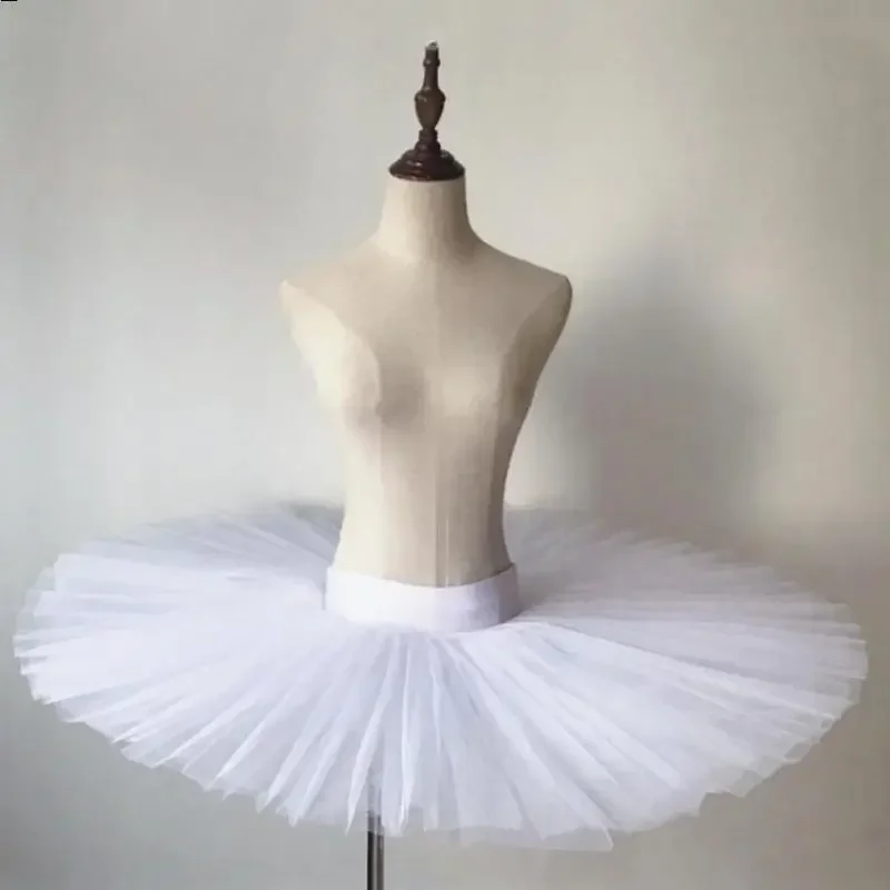 Professional Ballet Tutus Adult Child Stiff Pancake Half Ballet Tutu Girls Practice Tutu Skirts Kids White Platter Tutu 6 Layers