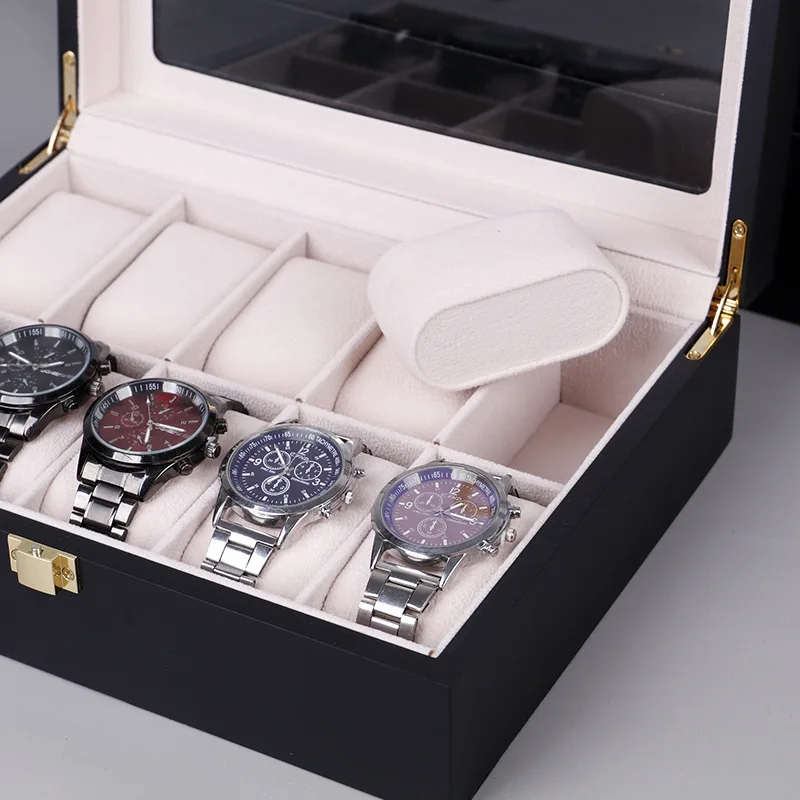 صندوق ساعة جلدي ريترو أسود صندوق تخزين ساعات الرجال ساعات المعصم الميكانيكية اكسسوارات المنظم صناديق صناديق العرض الفاخرة