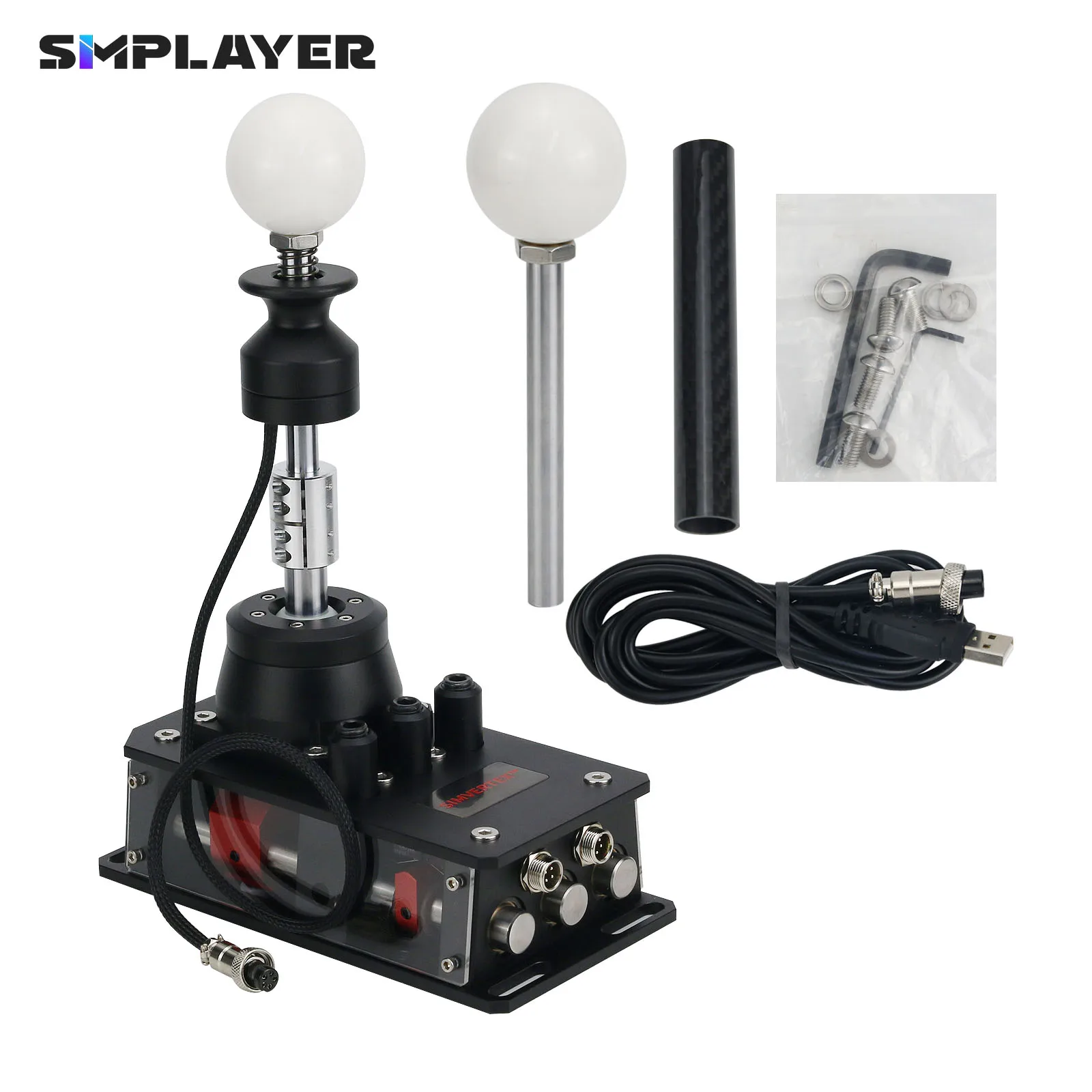 Simplayer SH-V5 7 + R Usb Versnellingspook Sim Racing Shifter Handmatige Shifter & Racing Achteruitversnelling Kit Voor Simvertex (Zwart/Zilver)