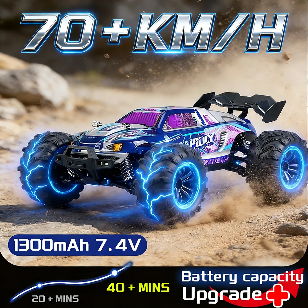 

16101 1:16 4WD RC Car 70+KM/H High Speed Off-Road Vehicle 2.4G Remote Control All Terrain Truck Toy for Kids Boys Gift New Car
