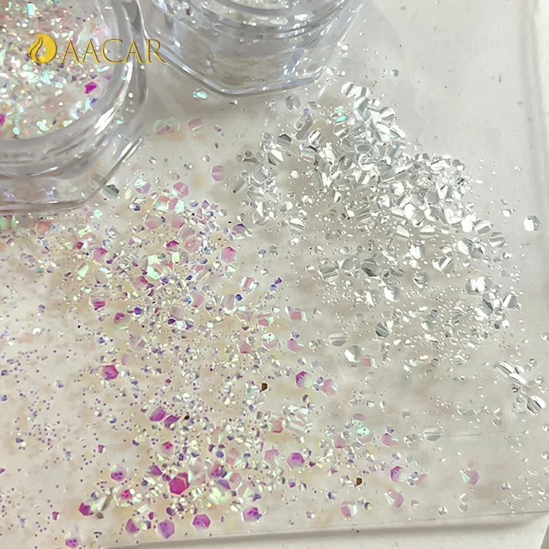 Mermaid Sparkle Ultra-Thin Laser Flakes Nail Art Glitter Holographic Sequins Irregular Loose Nail Dust Accessories 1 Jar