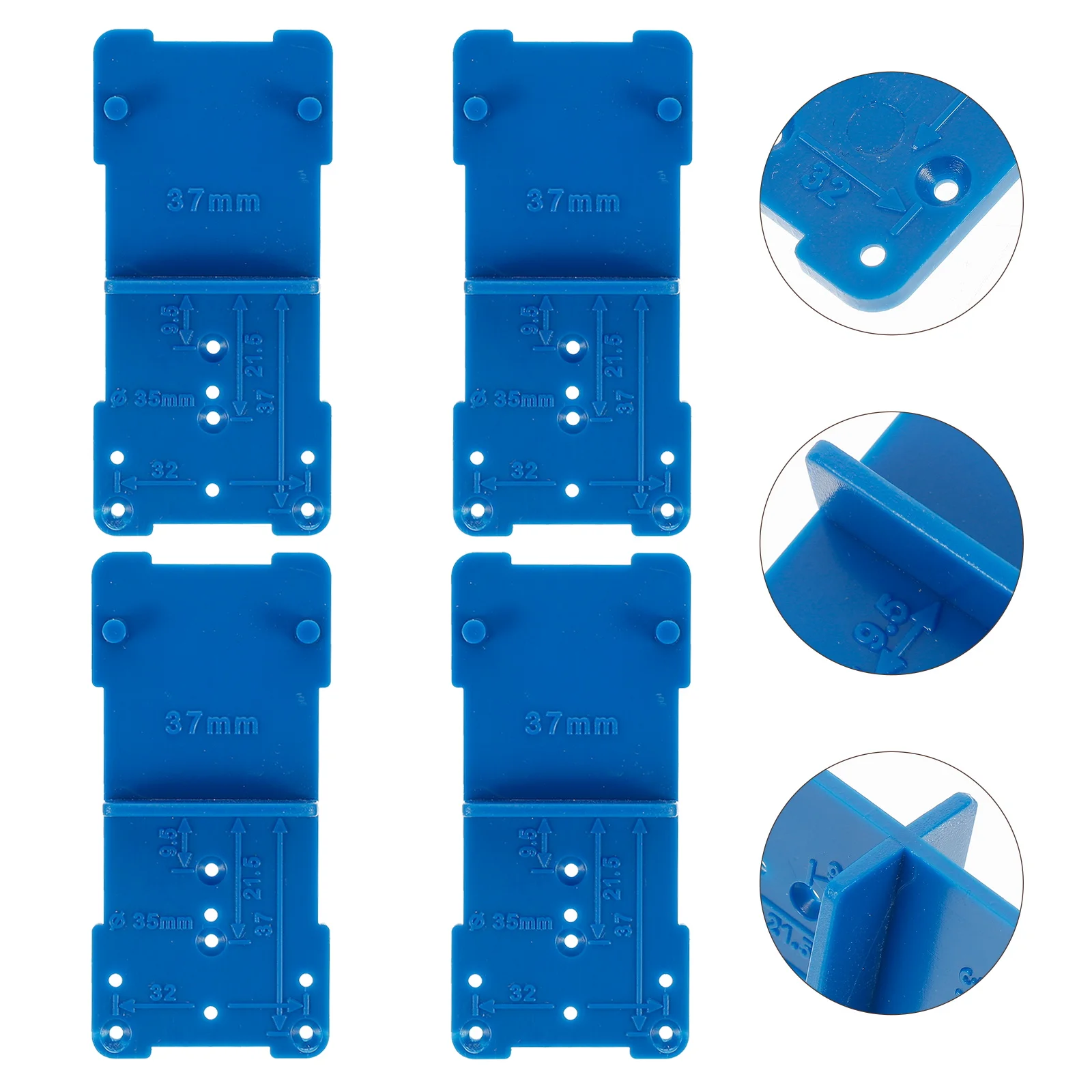 

4pcs Hinge Positioning Tool Cupboard Door Angle Drilling Guide Woodworking Hole Opener Locator For Furniture Manufacturing Blue