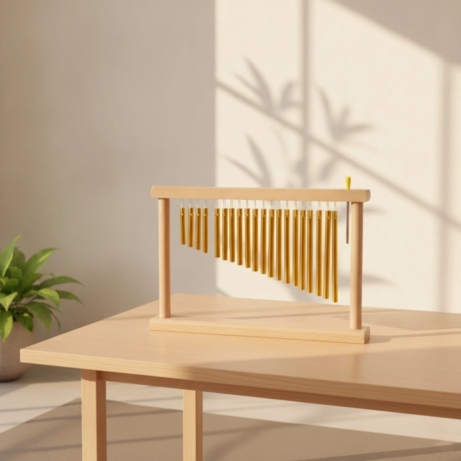 Tabletop Bar Chime Resonant Desktop Chime with 20 Tubes Percussion Instrument Compact Polished for Meditation Practitioners