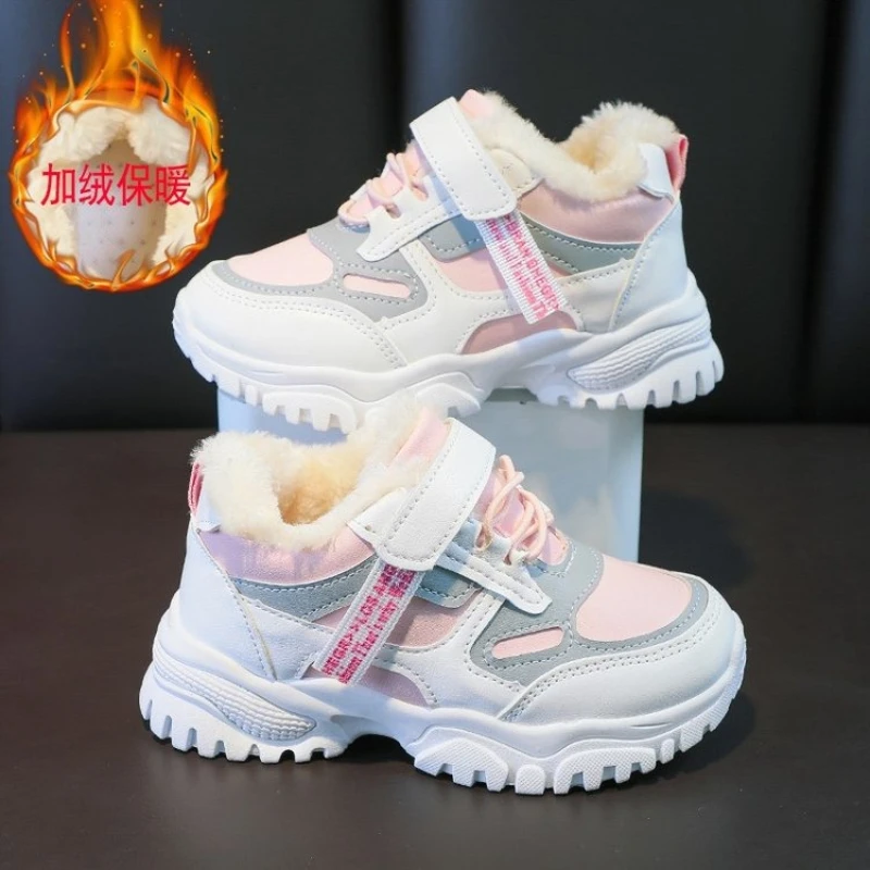 Winter Kid Casual Sneakers Boy Girl Running Sports Shoes Slip Resistant Toddler Baby Warm Cotton Shoes Fashion Children Footwear