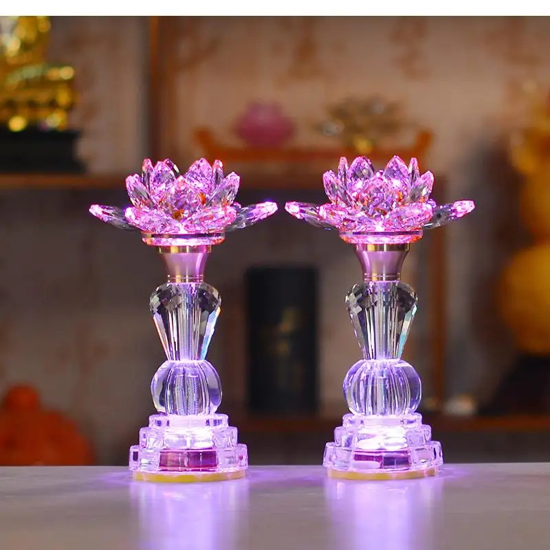 Crystal Colorful Lamp Home Decor Crafts Plug-in Lamps Buddha Offering Corridor Lighting Traditional Supplies