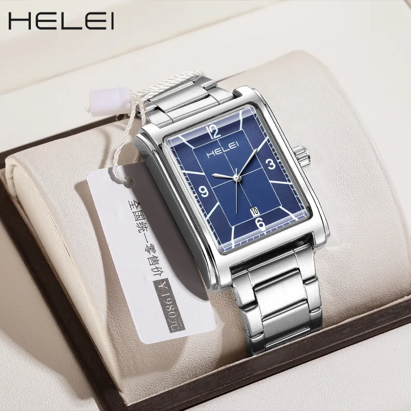 HELEI brand men's watch fine steel belt waterproof watch men's foreign trade hot-selling quartz watch