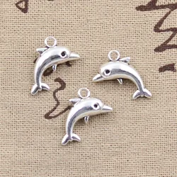 12pcs Charms Lovely Dolphin 18x11mm Antique Tibetan Bronze Silver Color Pendant Findings DIY Vintage Choker Handmade Jewelry