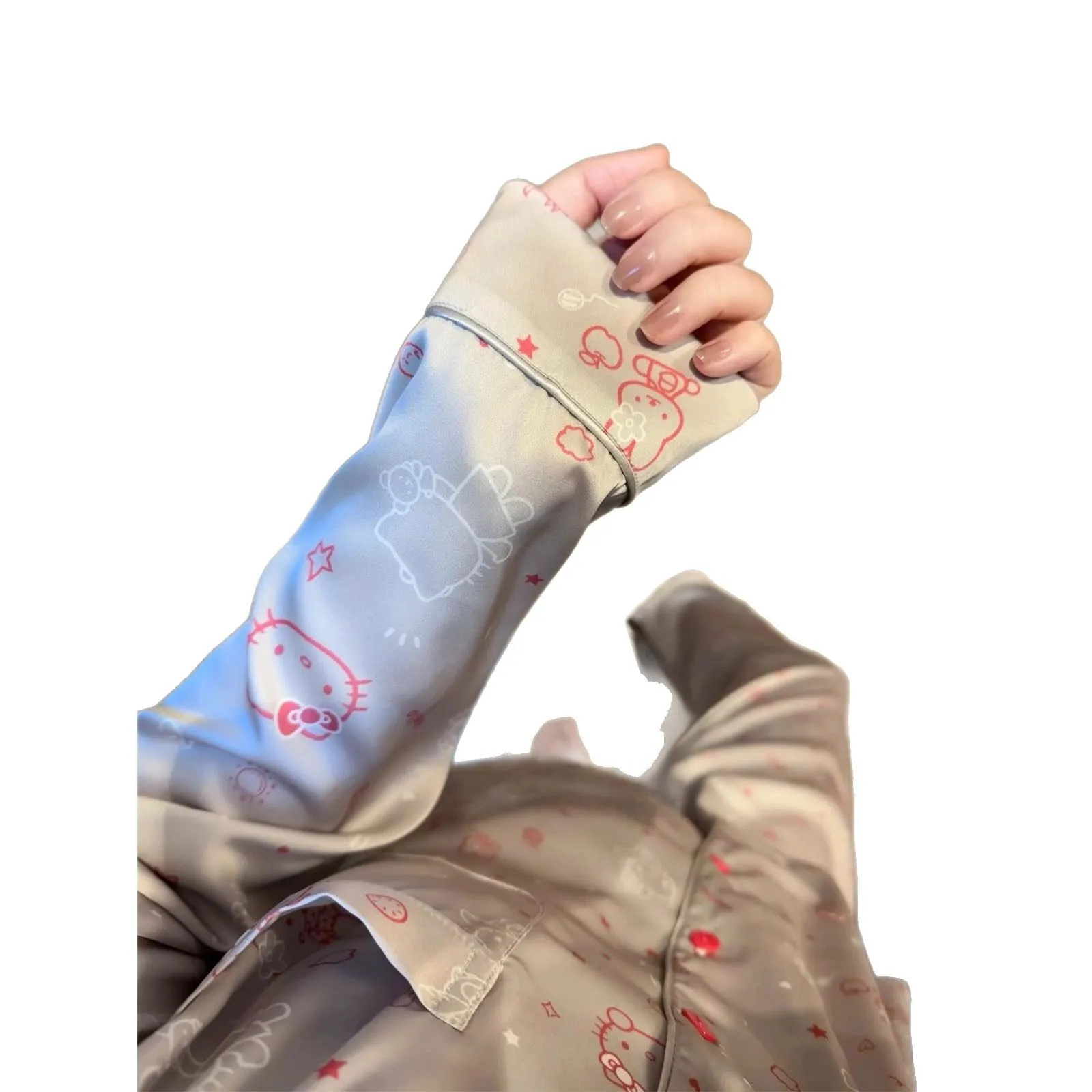 산리오 헬로 키티 잠옷 만화 카와이 긴 소매 바지 홈 의류 패션 라운지웨어 편안한 잠옷 선물