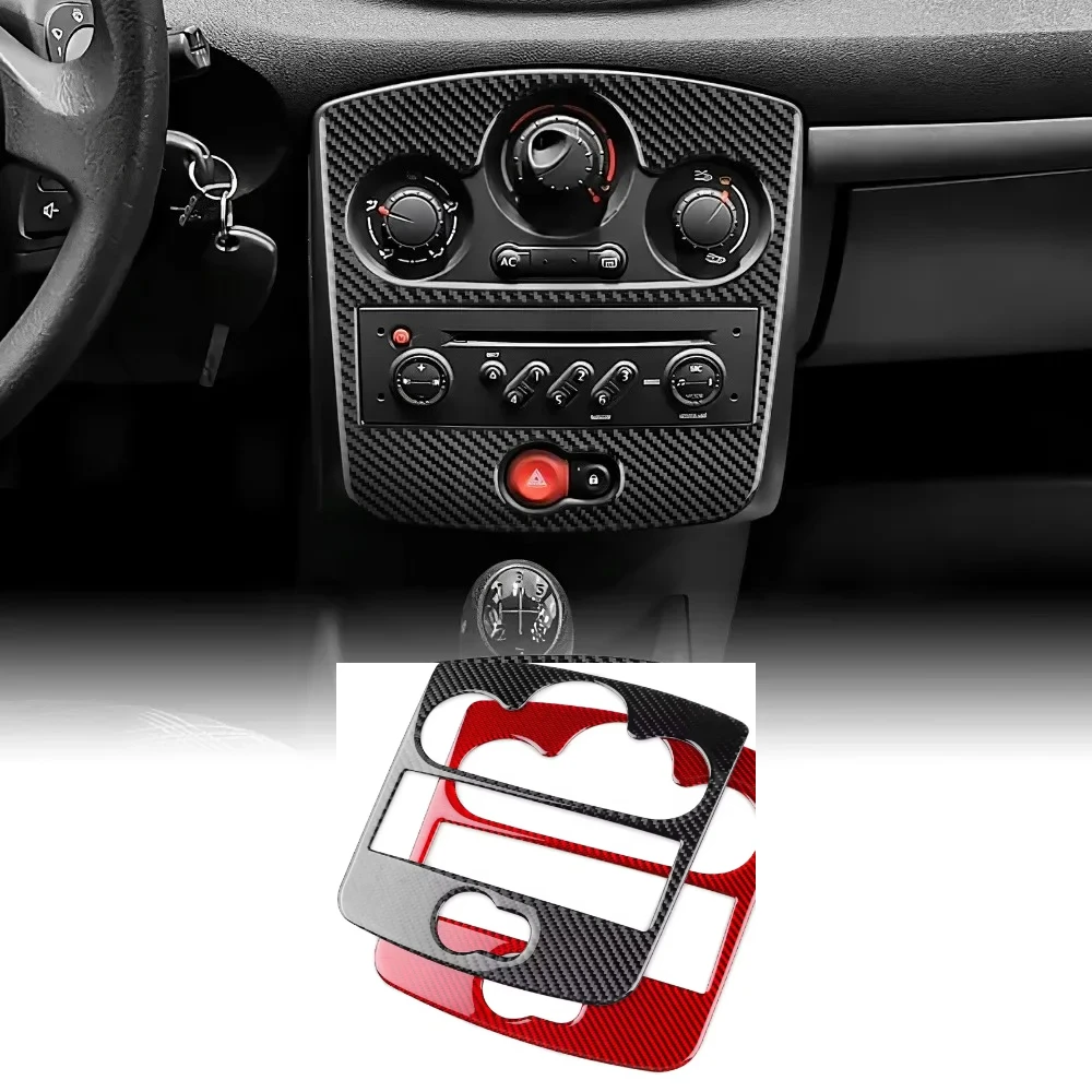 For Renault Clio MK3 2006-2012 Carbon Fiber Car Center Console Dashboard Trim Radio AC CD Panel Cover Sticker Auto Accessories