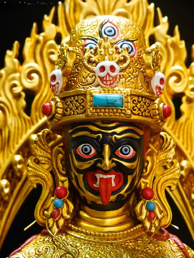 CX Copper gilding Zaki Lhamo statue Tibetan Buddhism Palden Lhamo God of Wealth decor Large 34cm,24cm,18cm
