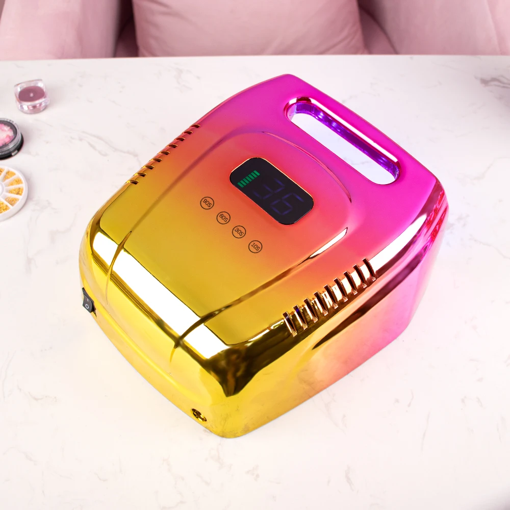 High Power 96W 4 Timer Instelling Nieuwe Oplaadbare Nagellamp met Handvat Draadloze Gel Polish Droger Draadloze Nagel UV LED Lamp