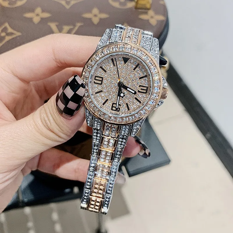 Relojes de diamantes a la moda para Mujer, Reloj de cuarzo de marca de lujo para Mujer, Reloj femenino, Reloj para Mujer Zegarek Damski, triangulación de envíos