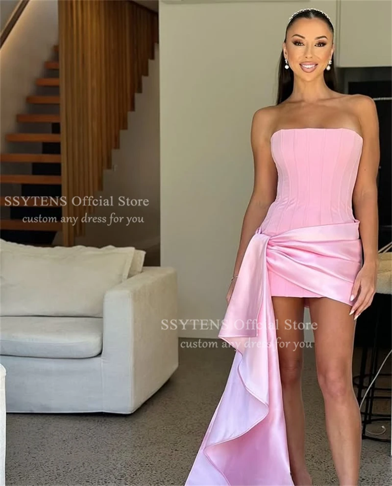 SSYTENS Pink Mini Cocktail Party Dresses Strapless Sexy Short Prom Dress Customized Club Night 2025 Israel Event Birthday Dress