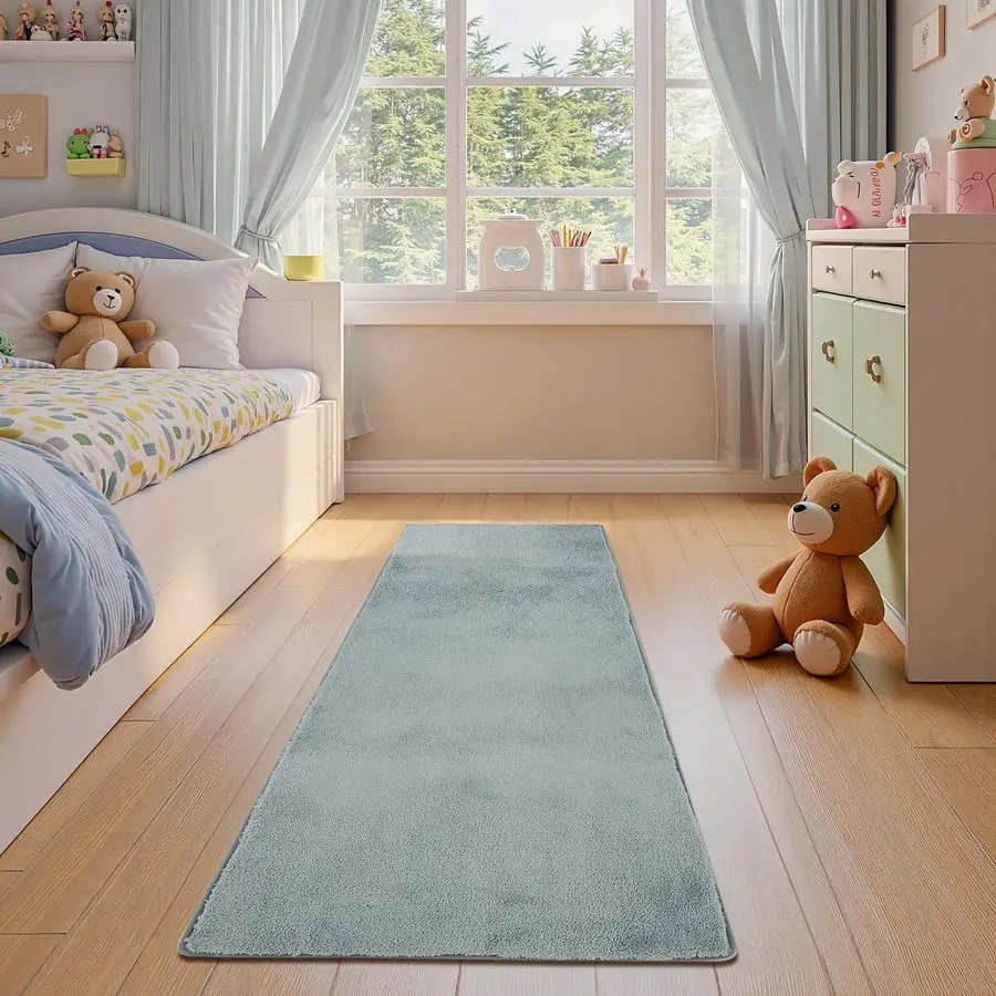 

Плюшевый ковер-дорожка 2x6 футов, износостойкий, моющийся, для прихожей, мягкий, современный, из искусственной шерсти, уютный, нескользящий, для спальни, прачечной