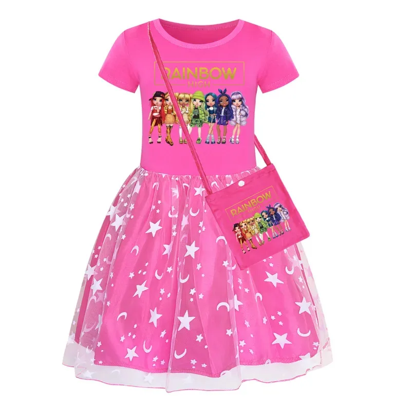 

111 www Hot Cartoon Rainbow High Baby Girl Dresses Summer Rainbowhigh Clothes Kids Princess Dress Birthday Party Costume wi