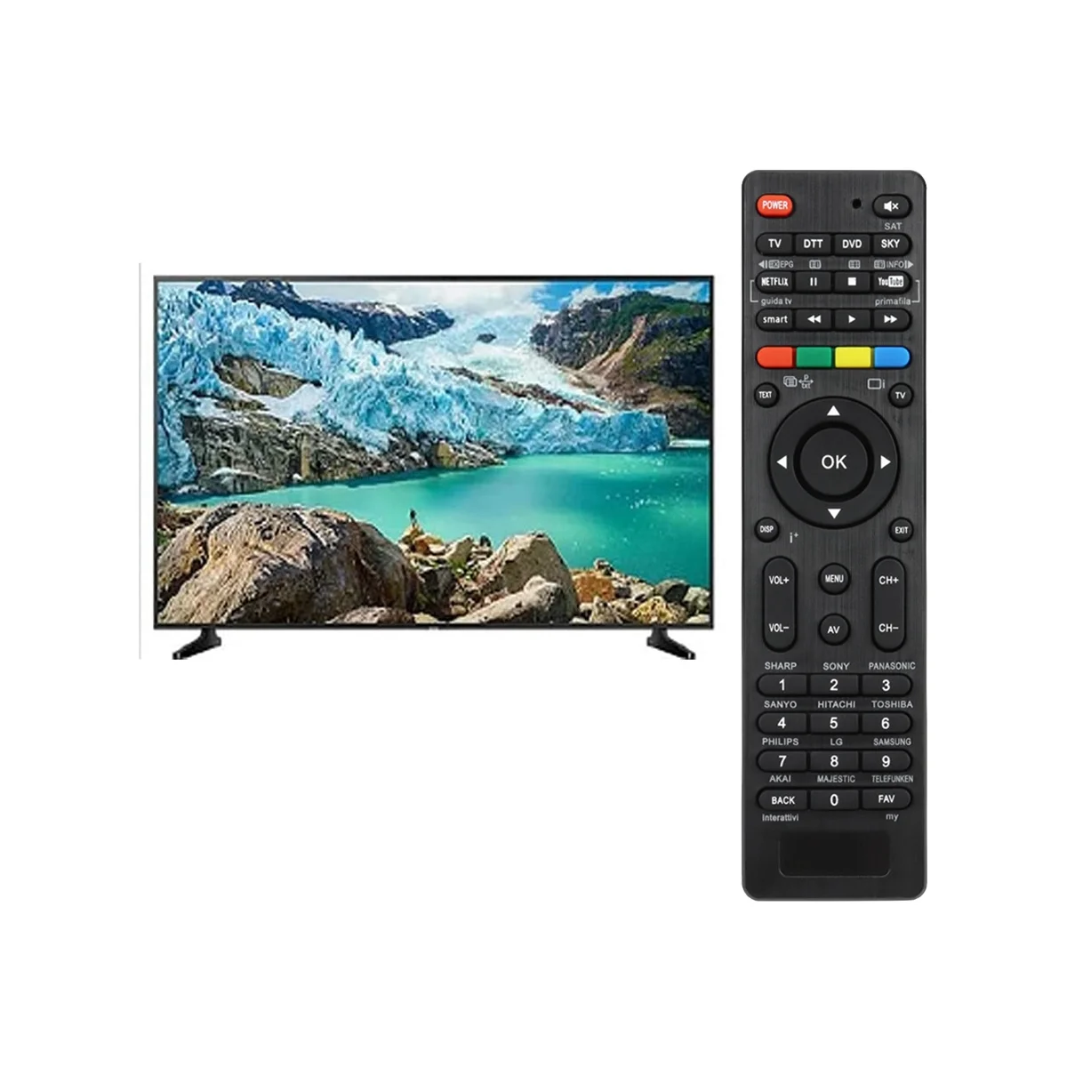 4 in 1 Universal Remote Control for TV DTT DVD SKY One-Key Search Automatic Matching