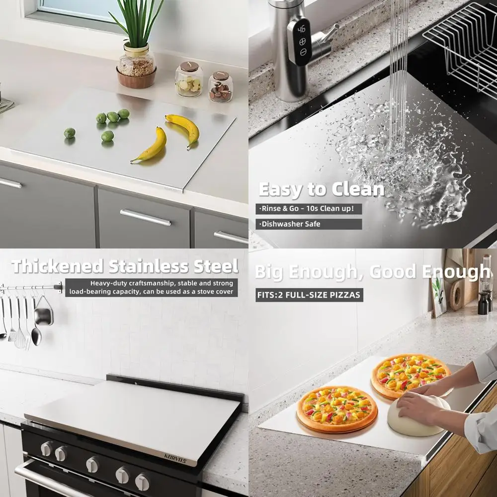 

Large Heavy Duty Stainless Steel Chopping Board, 23.6 x 19.6 Inches, Kitchen Cutting Surface for Durability and Ease