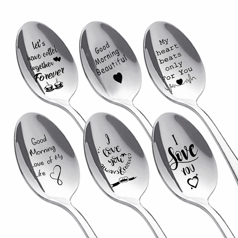 

2024 Valentines Day Gifts For Boyfriend Girlfriend Stainless Steel Coffee Tea Spoon Party supplies Anniversary Wedding Presents