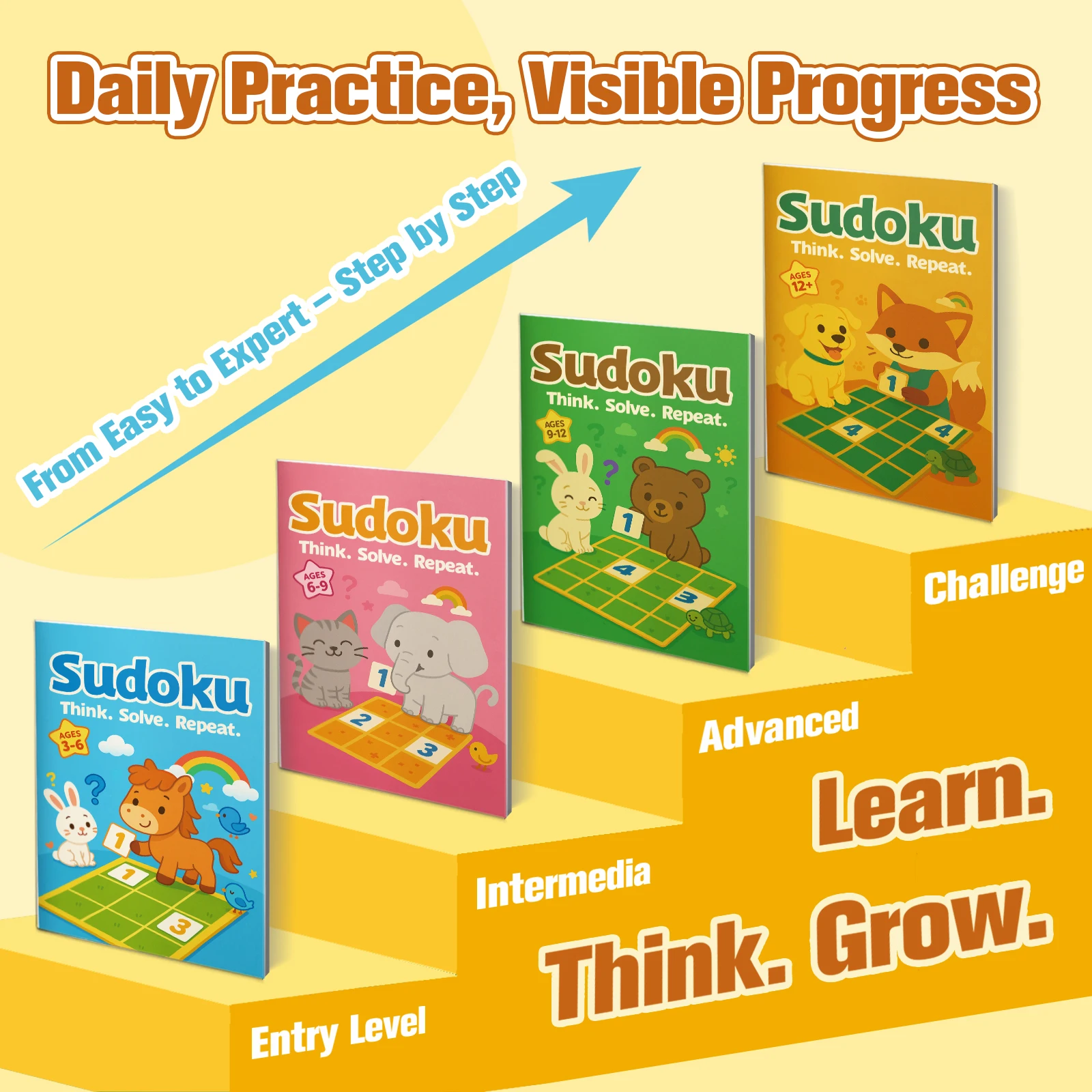 Fun Sudoku activity book, number reasoning and logic training, brain games workbook, boost focus and thinking skills