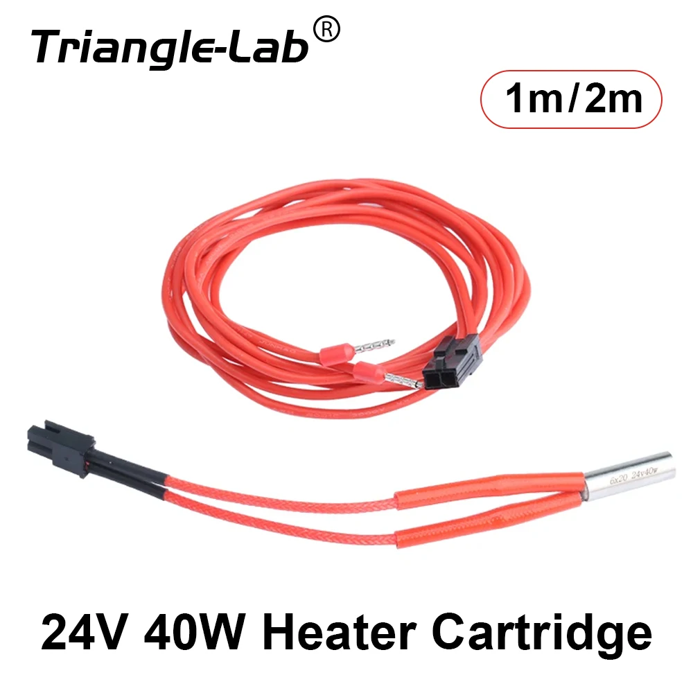 Trianglelab Drukarka 3D 6*20MM 12V/24V 40W Wkład grzałki 1M do PT100 V6 HOTEND Volcano CR10 MK8 MK9 ender 3 dragon MATRIX