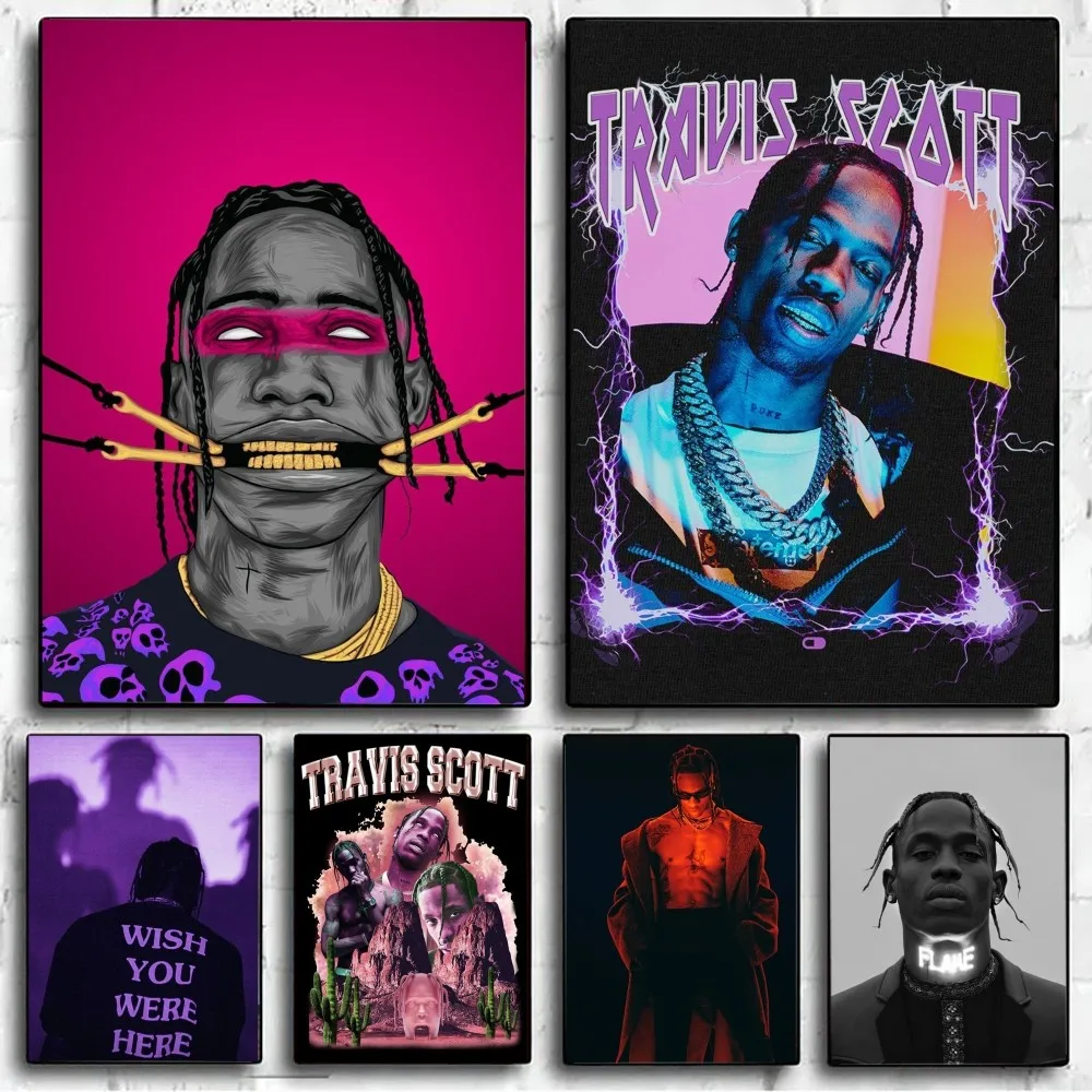 Travis Scott Poster No Framed Poster Kraft Club Bar Paper Vintage Poster Wall Art Painting Bedroom Study Stickers