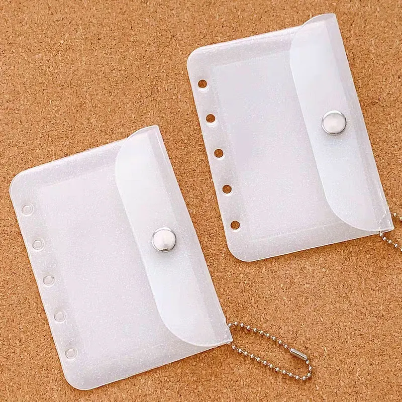 Imagem -05 - Portable Mini Pvc Card Holder para Mulheres 5-hole Transparente Glitter Bolsa de Armazenamento Negócios Banco Crédito Bolsas Acessórios m5 Pcs