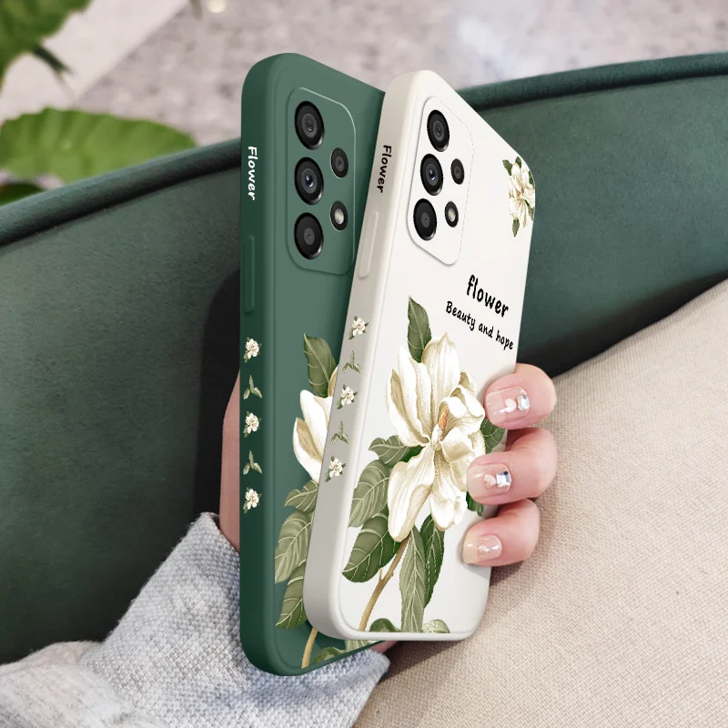 Чехол с цветами магнолии для Samsung Galaxy A73 A53 A33 A23 A13 A03 A72 A52 A52S A32 A22 A12 A02 A02S A71 A51 A31 A21S 4G 5G Cover