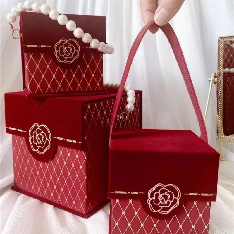 Customized. New Square Camellia Wedding Candies Box Packing Box Hand Towel Box Box Wedding