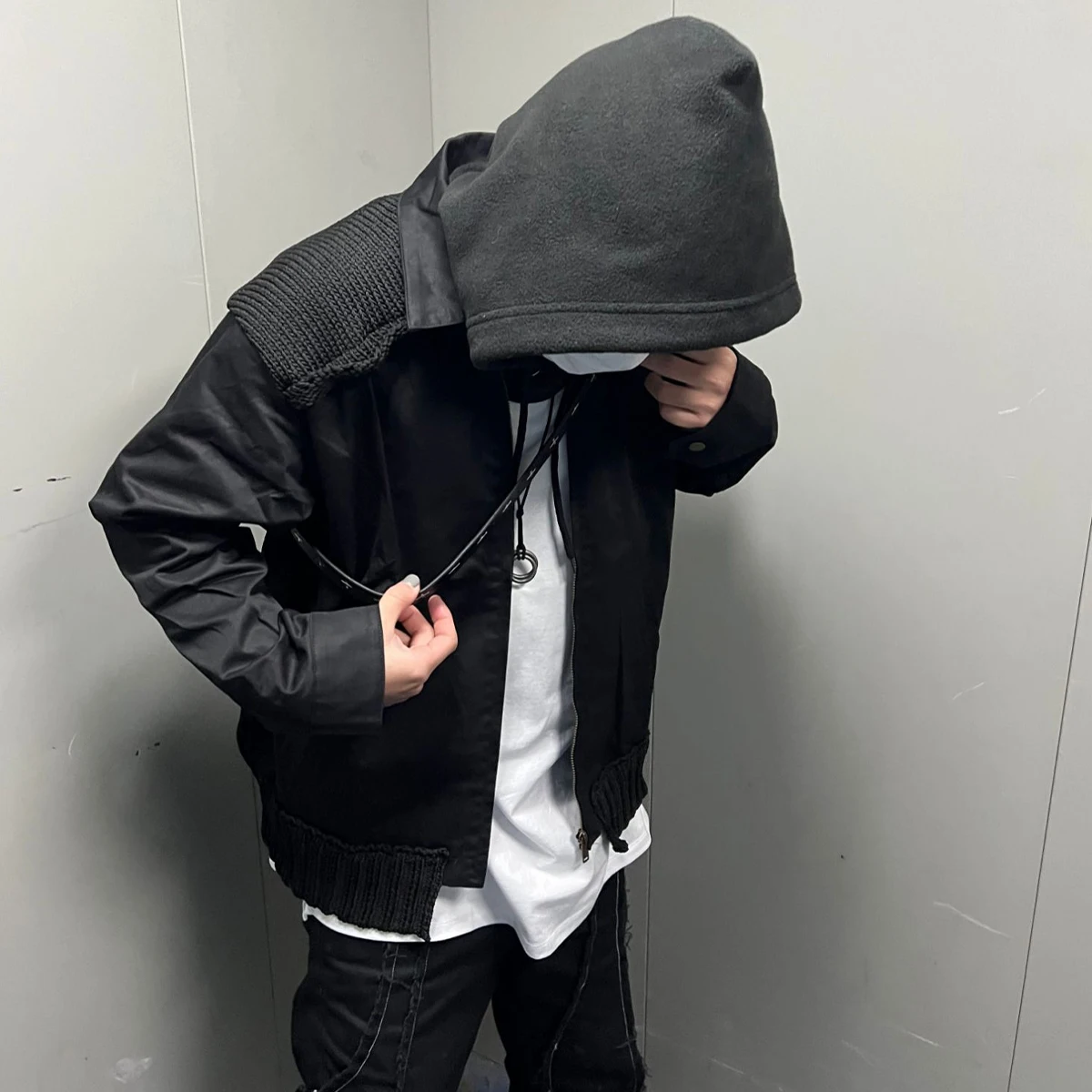 

NIGO Мужская весенне-осенняя черная вязаная куртка на молнии с свободными лацканами и длинными рукавами, трендовые топы High Street # NGTOP12129