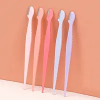 Karsyngirl 2/3/5Pcs Straight Handle Round Head Eyebrow Trimmer Beauty Tools Beginner Anti-scratch Eyebrow Trimmer Eyebrow Razor