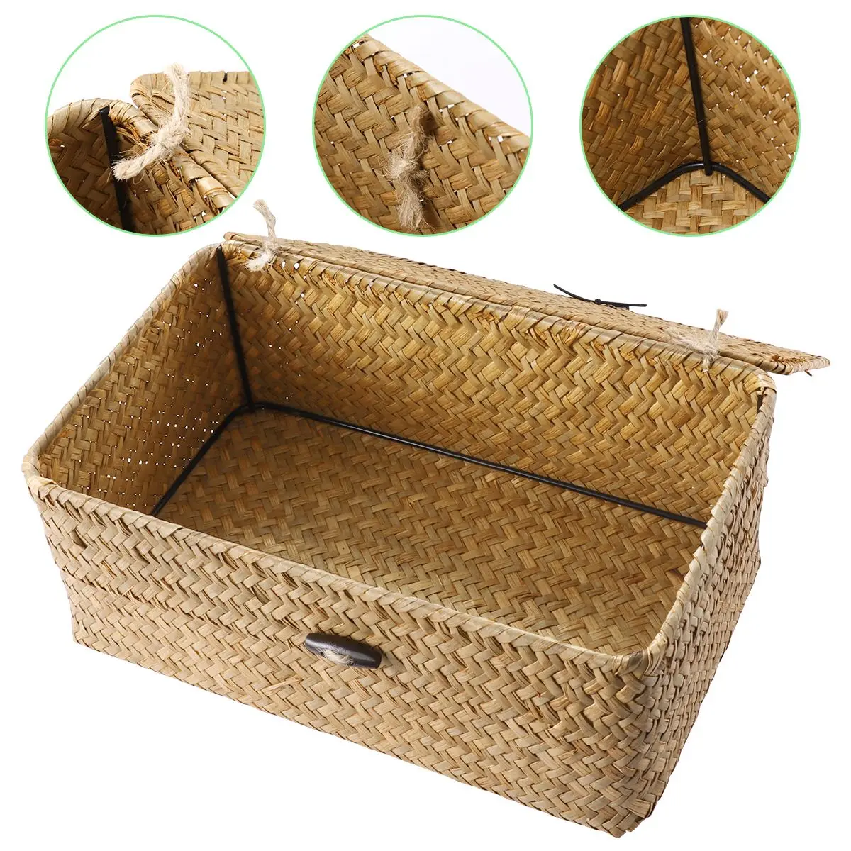 

Natural Seaweed Woven Storage Basket Country Style Books Toys DVDs Tidy Solution Storage Box