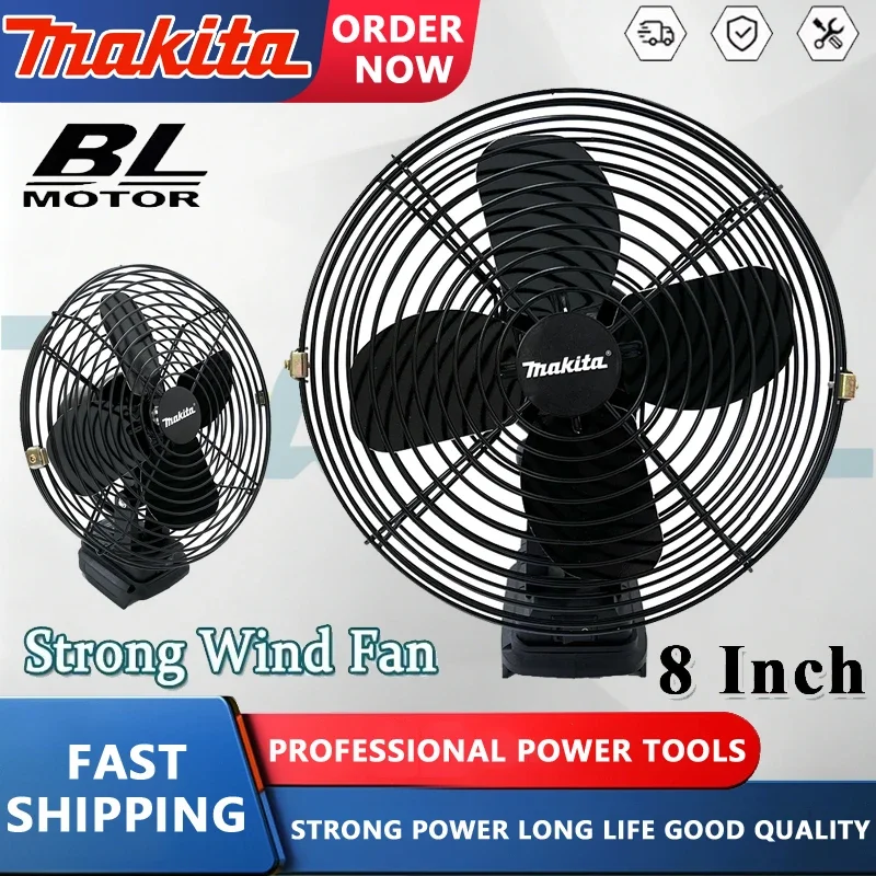

Makita Camping Fan 8 Inches Wireless Outdoor Fishing Desktop Portable Metal Fan Strong Wind Fan Fit Makita 18V 20V Battery