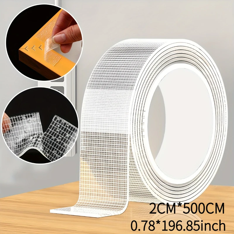 Industrial grade nano double-sided adhesive tape, 5 meters long can be torn off without leaving marks, PET transparent material