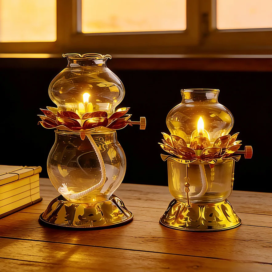 

Винтажная стеклянная масляная лампа-подсвечник «Лотос» для использования в помещении, аварийное освещение, парафиновый фонарь, декор для дома, подарок на новоселье