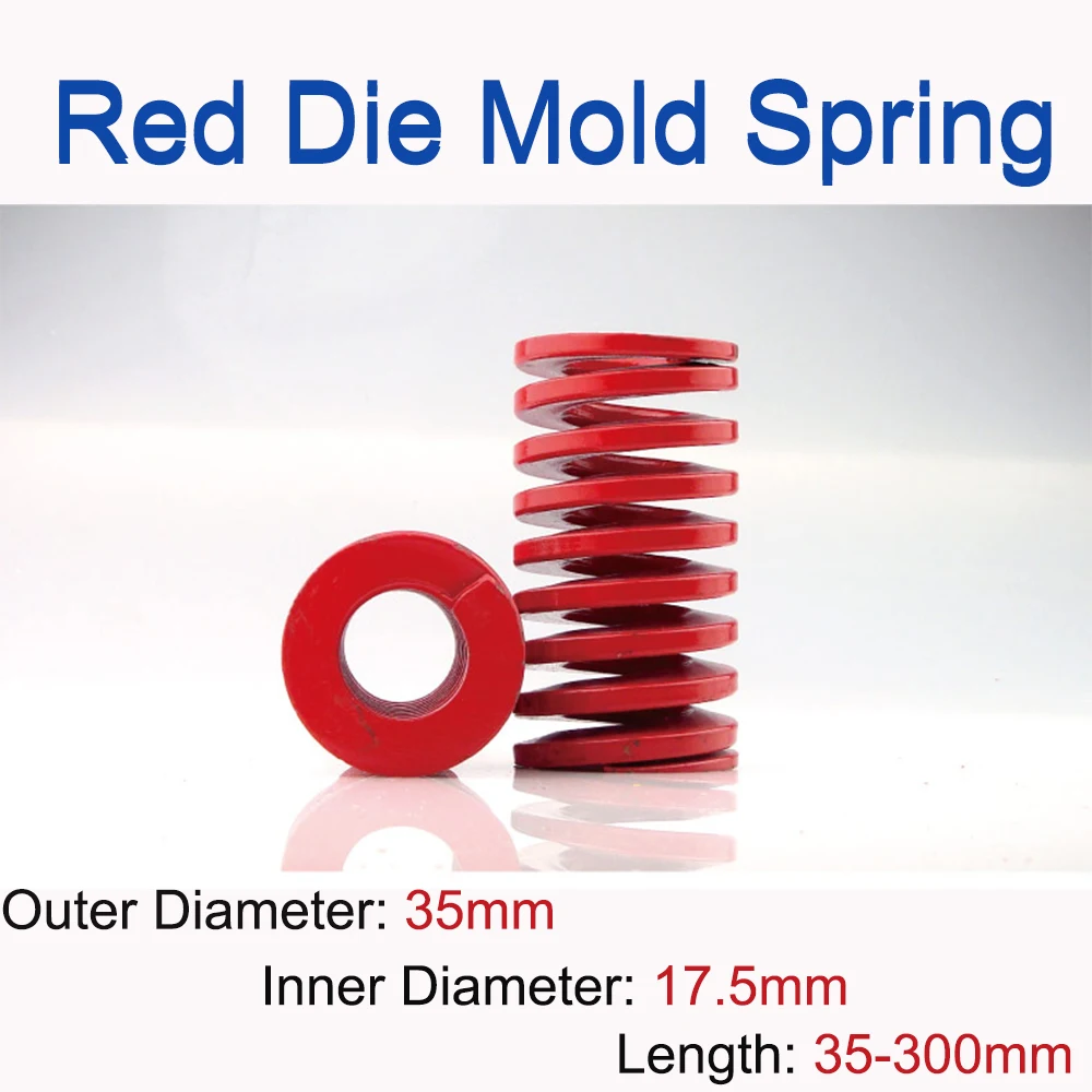 

1Pcs Red Compression Spring TM Medium Load Die Mold Springs Outer Diameter 35mm Inner Diameter 17.5mm Length 35/40/45/50-300mm