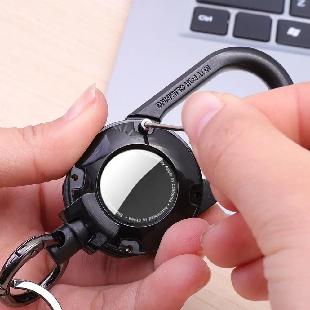 Portable Anti-lost Keychain Keys Ring Protective Case for Apple AirTag Air Tags Tracker Locator Protector Holder with Carabiner