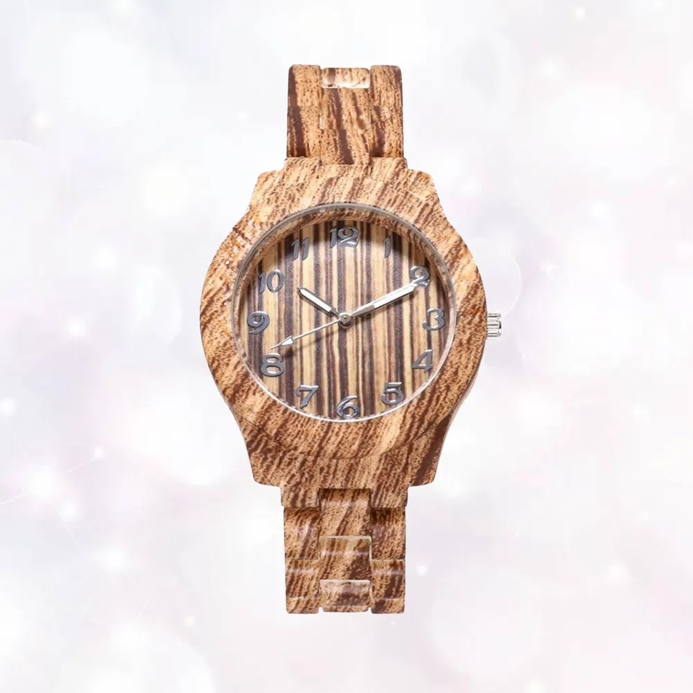 1pc Bamboo Pattern Couple Quartz Watch Imitation Wood Design Pvc Strap Unisex Wristwatch For Men Women Light Gift