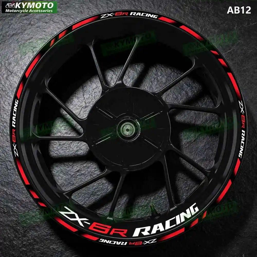 Motorcycle 17 Inch Front And Rear Racing Wheel Stickers Car Reflective Rim Motorbike Hub Tape Decal Sticker For ZX-6R ZX6R