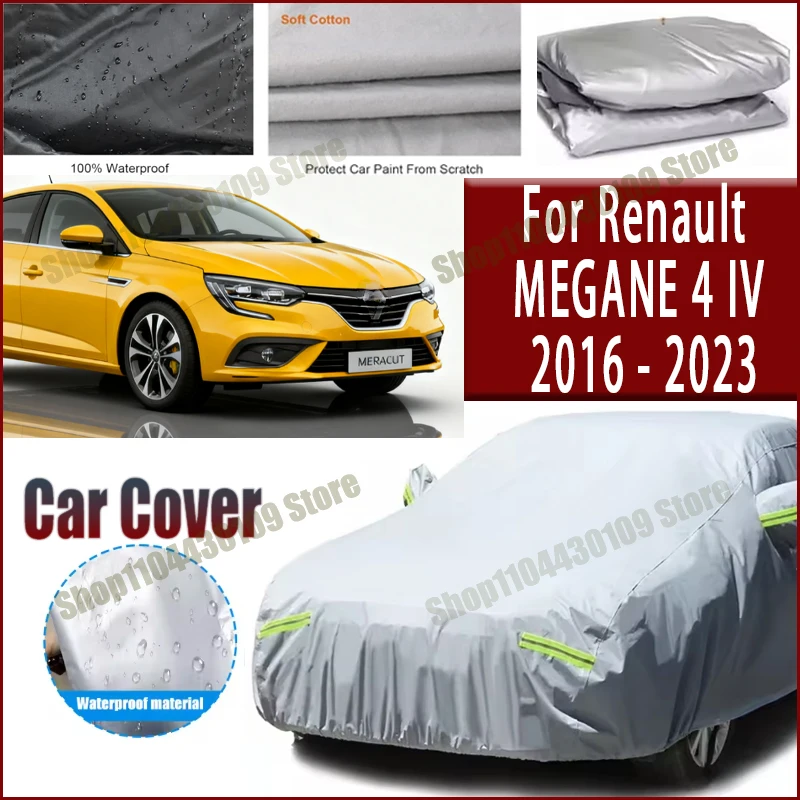 

For Renault MEGANE 4 IV 2016-2023 Car Cover Waterproof UV Protection All Weather Dustproof Snow Rain Cover 190T Polyester