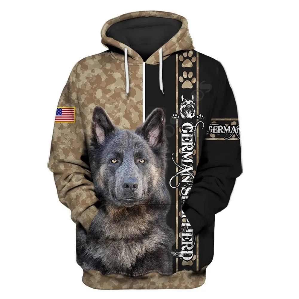 Love Dog German Shepherd 3D All Over Printed Hoodies Pullovers Street Tracksuit Love Dog