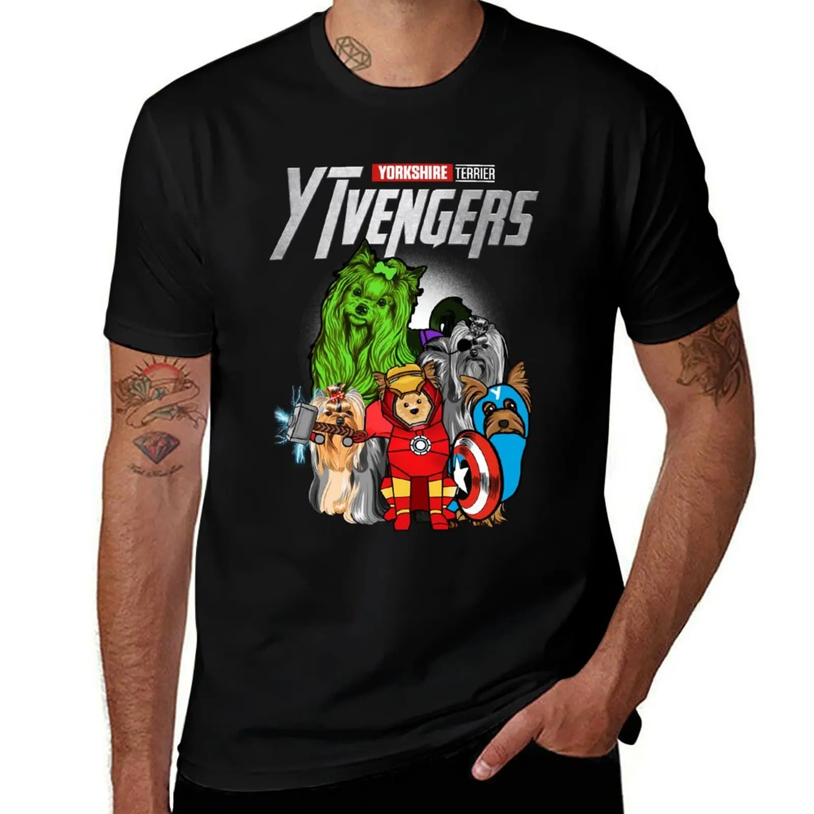

Yorkshire Terrier Longhair, YTVENGERS Assemble T-Shirt Casual Light Summer Short Sleeve Top