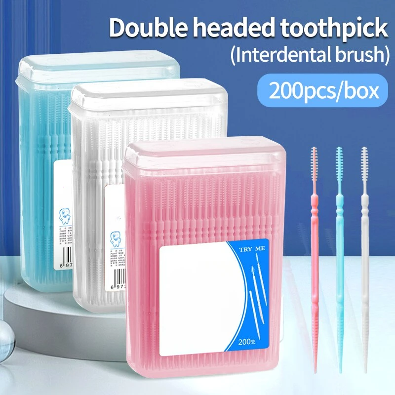 Toothpick Disposable Family Box Packed Portable Ultra Fine Pick Double Head High End Personality Creative Fruit Stick 200 Pieces