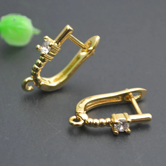 2024 NEW Designs CZ Paved Ear Wire Square Earring Hook Leverback Brass Clasps Jewelry Findings 30pc/lot