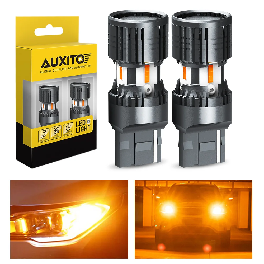 

AUXITO 2 шт. T20 светодиодный Canbus W21W WY21W 7440 7440NA светодиодный янтарный автомобильный указатель поворота без ошибок без гипервспышки авто лампа 12 В