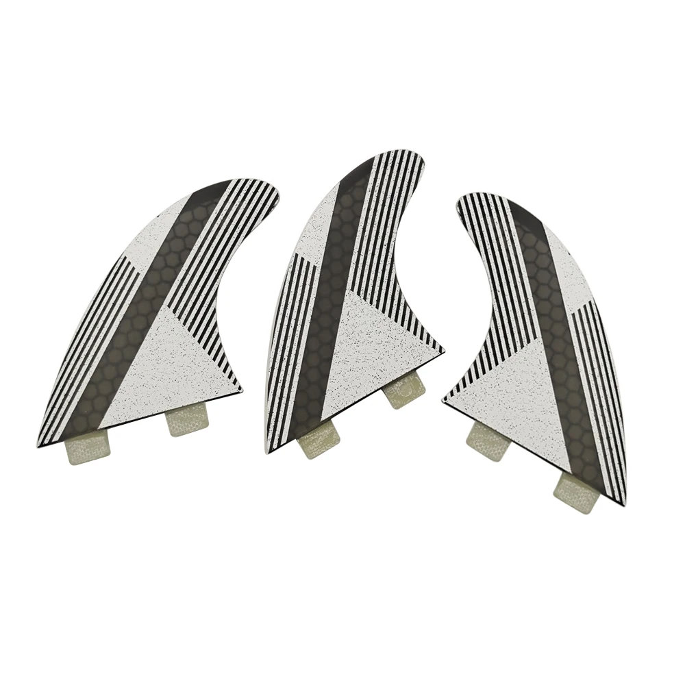 Surfboard UPSURF FCS Fin G5 Black with White Color Surf Board Tri-fin Set Honeycomb Fiberglass Surf Fin