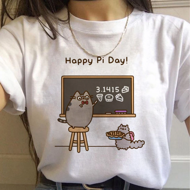 Women T Shirt Kawaii Cats Graphic Top Female T-shirt Harajuku Cute Girls Streetwear Cargo Casual Cartoon Ladies Y2k Clothes Tops