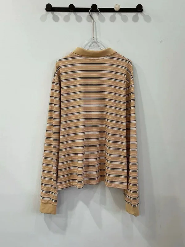 Slimming Loose Fit Long Sleeve  Neck T-Shirt for Women Casual Stripe Design Trendy Autumn Top Comfortable Breathable