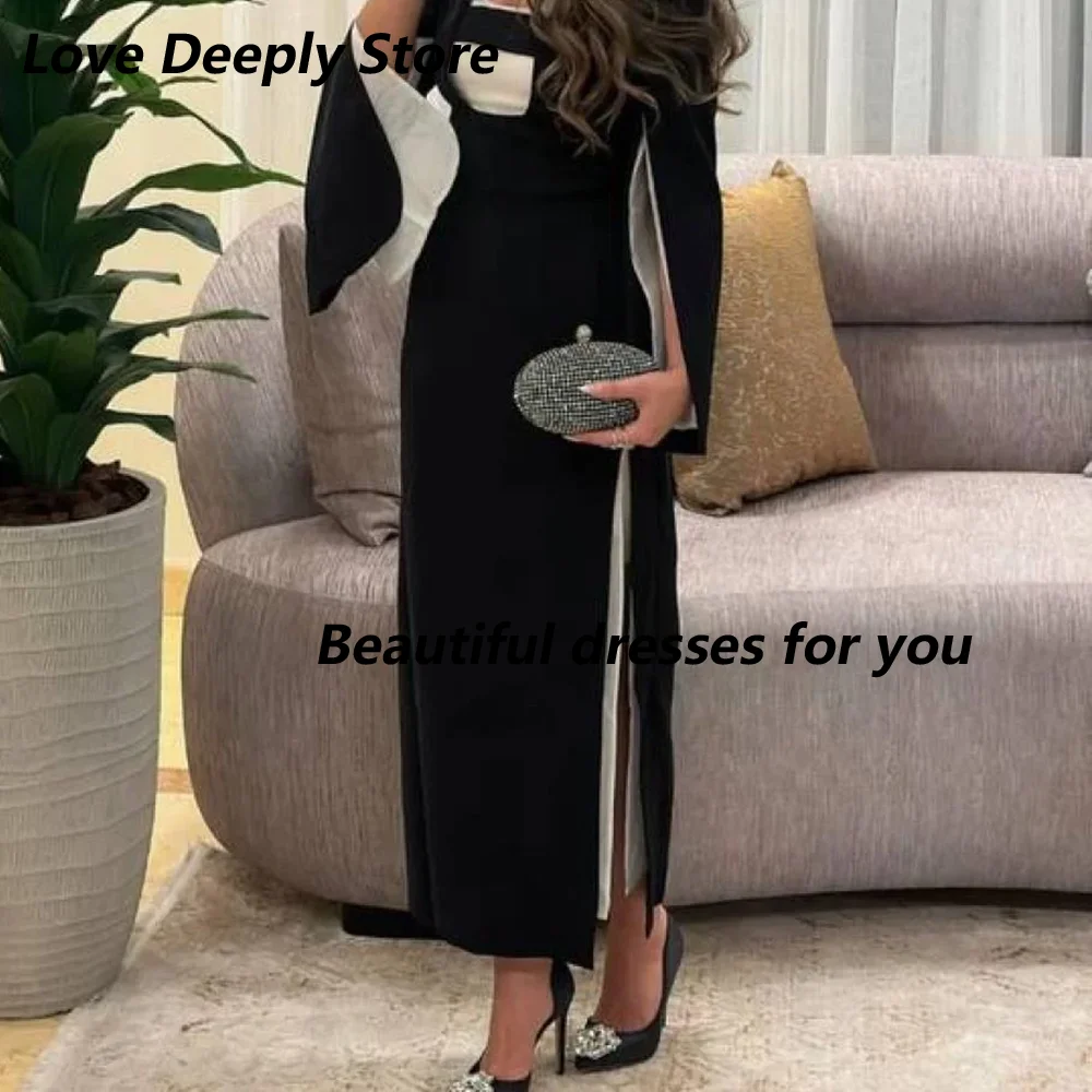 Personalizado elegante feminino mangas compridas vestidos de baile jérsei plissado a linha pescoço quadrado vestidos de noite fenda lateral midi vestido