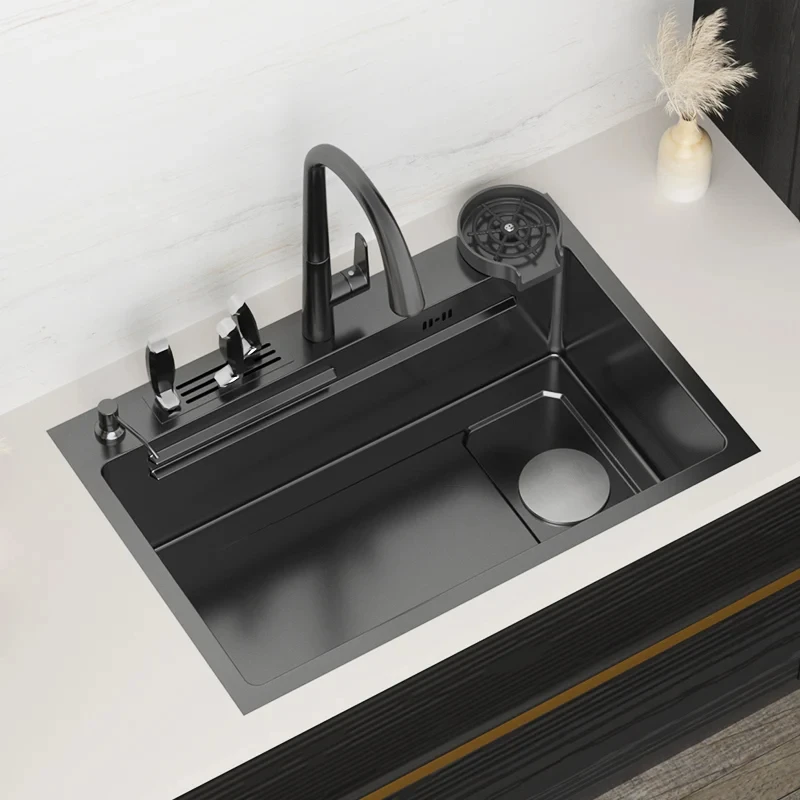 

kitchen sink 304 Stainless Steel Topmount Sink With Knife-Holder Multifunction Single Bowl Wash Basin For kitchen Renovation