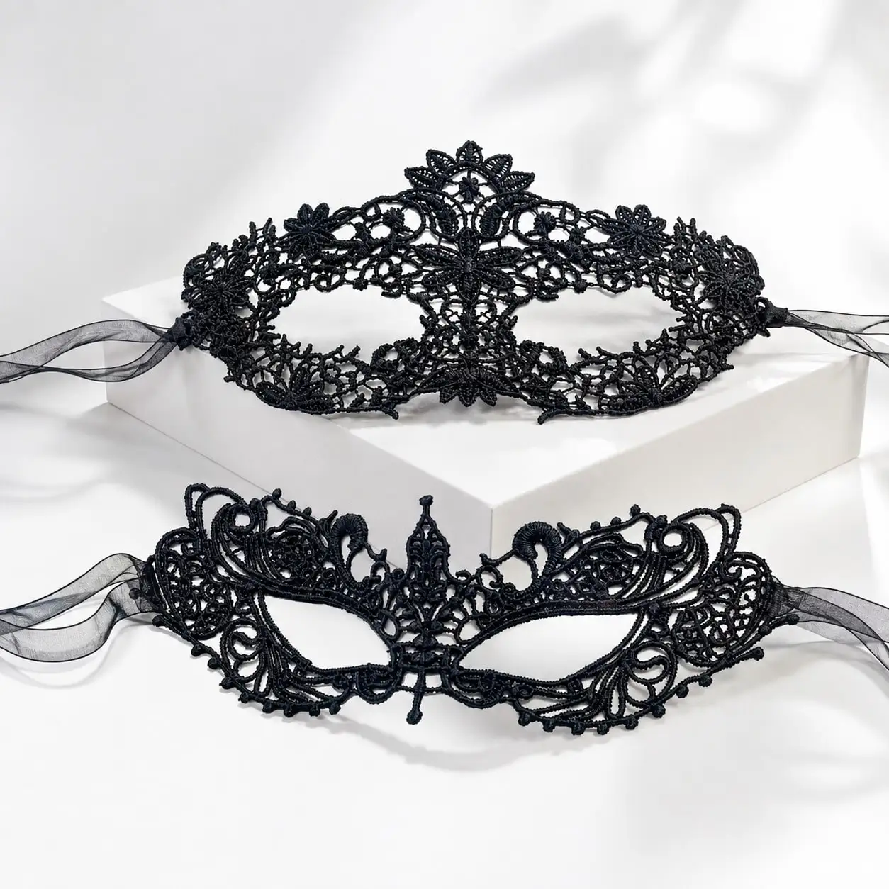 2pcs Fashion Black Lace Face Mask for Women Girls Party Hair Accessories